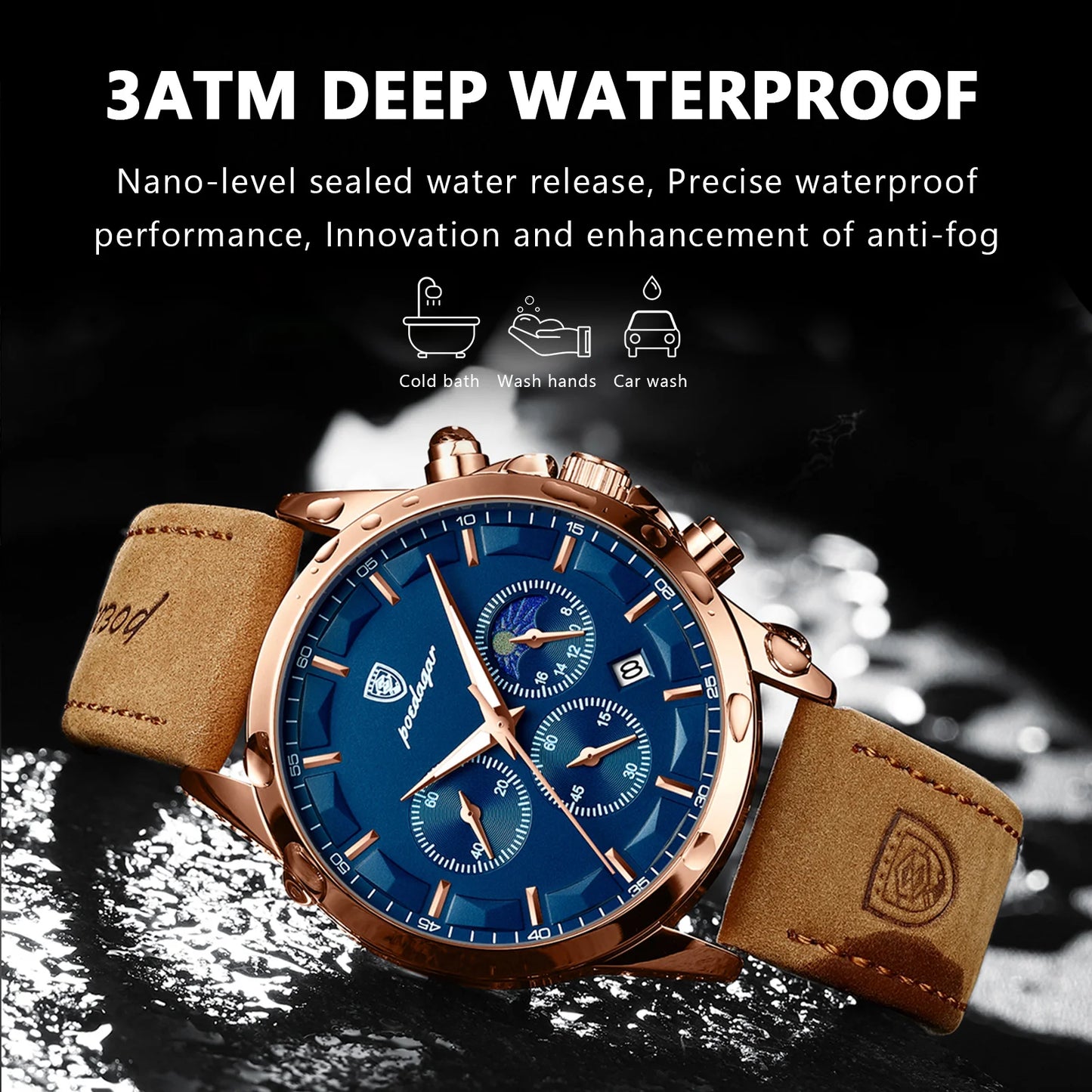 POEDAGAR Men's Luxury Quartz Chronograph Waterproof Watch