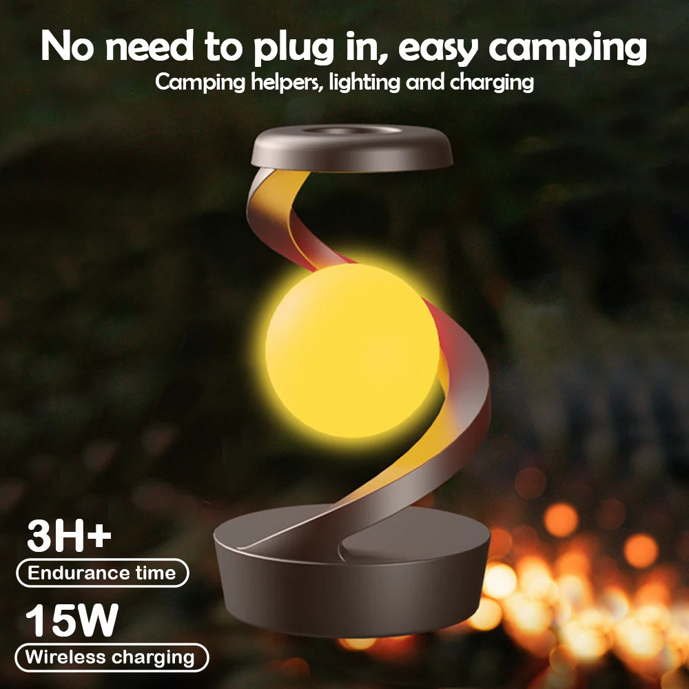 LED 360° Levitating Night Light – Wireless Charging Desk Lamp