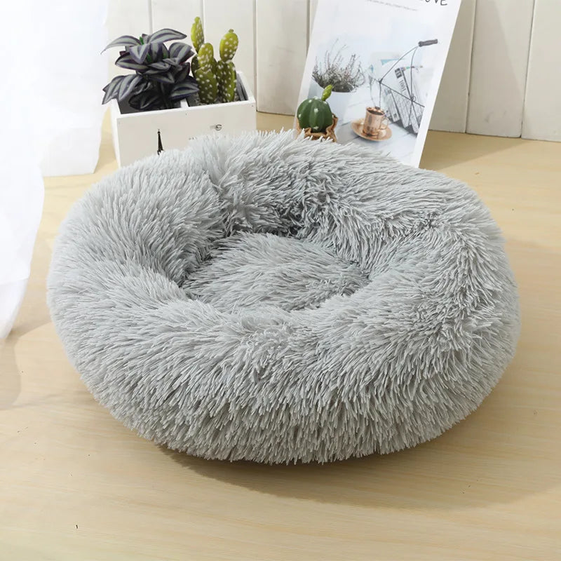 Round Plush Pet Bed – Soft Sleeping Cushion for Cats & Dogs