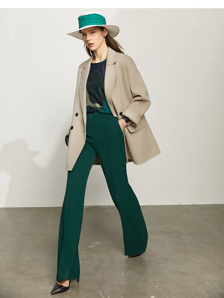 Women’s Wide Leg Chiffon Pants – High Waist Loose Office Trousers