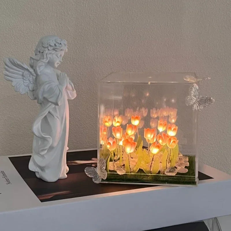 DIY Tulip Mirror Cube Lamp | Handmade Night Light Gift