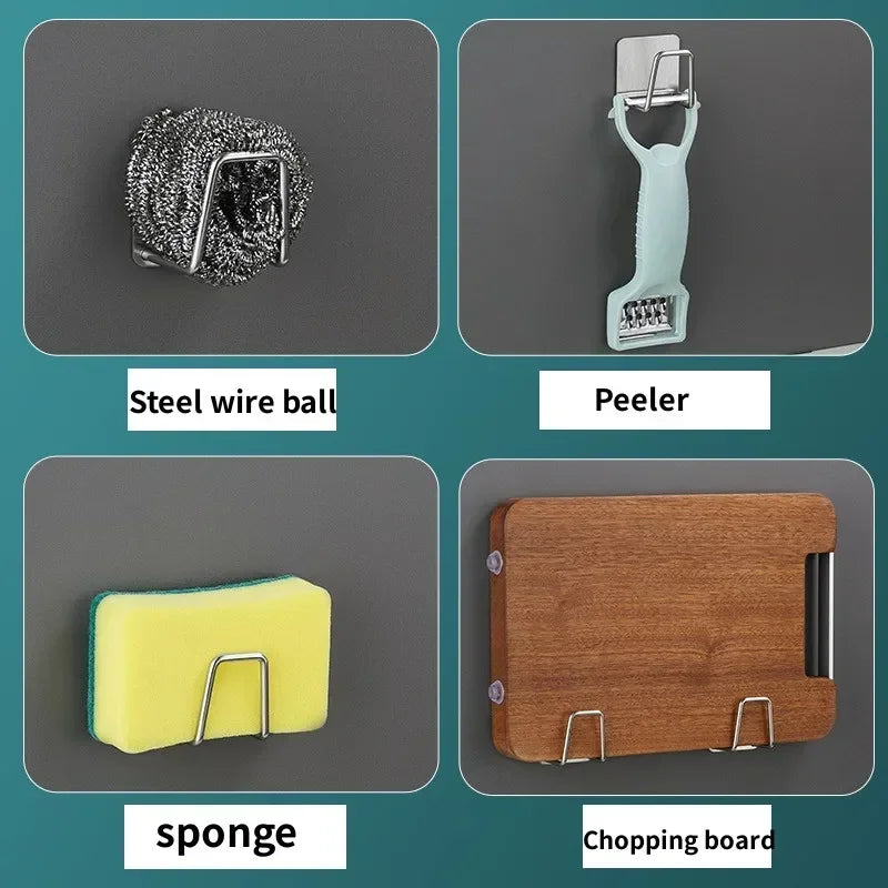 Stainless Steel Sink Sponge Holder – Wall-Mount Kitchen Organizer