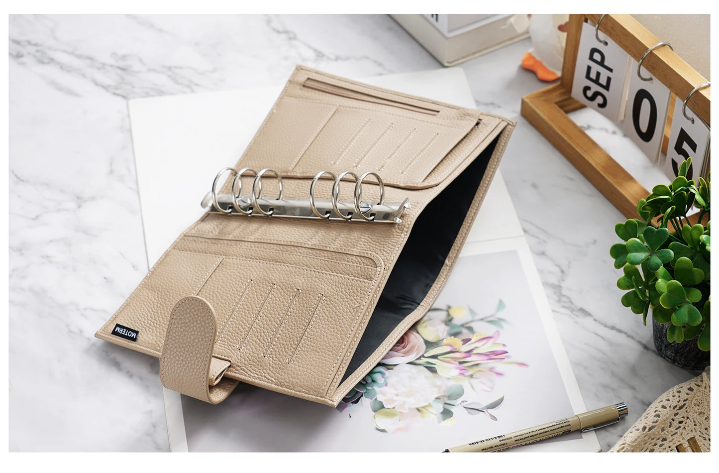 Personal Size Planner – 30mm Rings, Genuine Pebbled Grain Leather