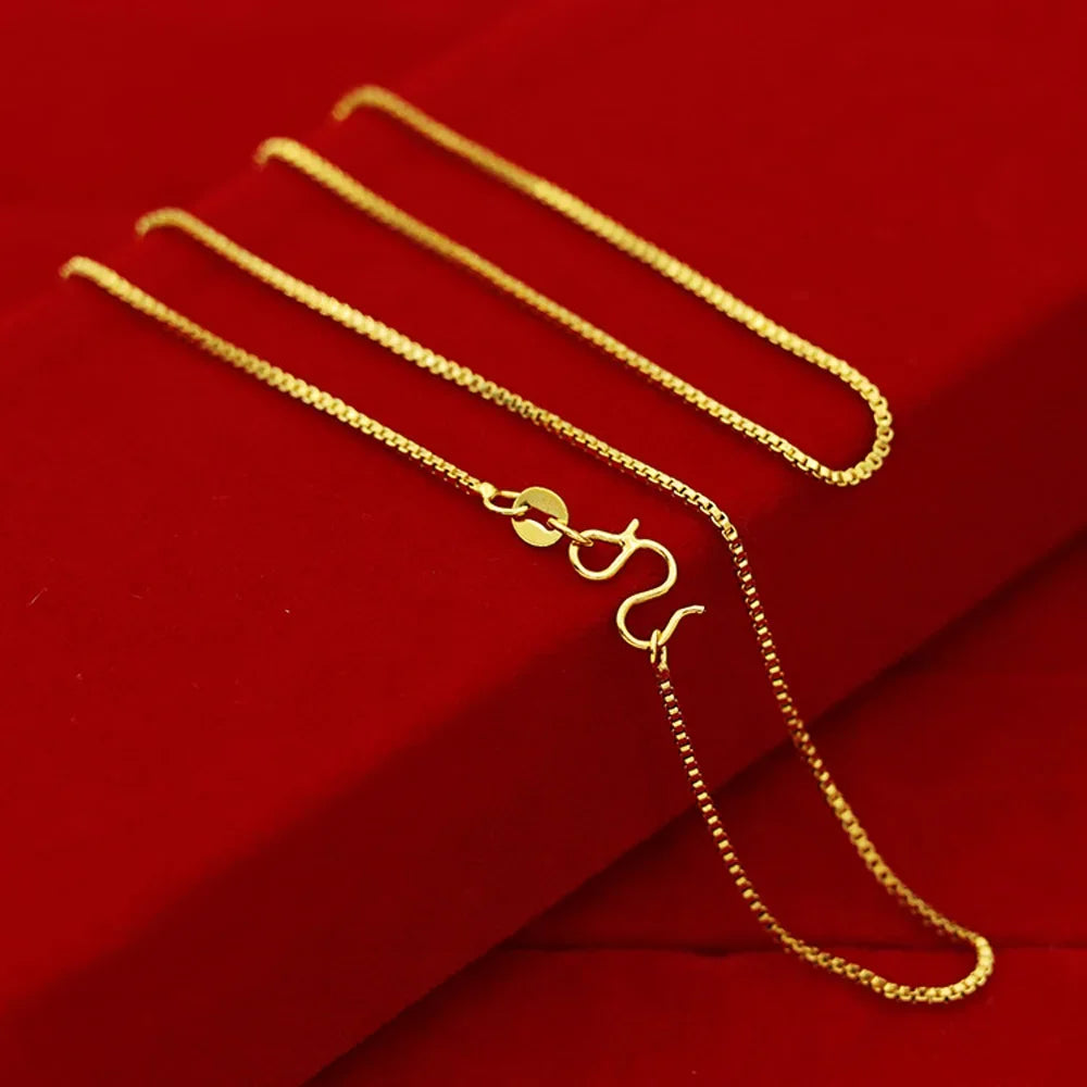 Yellow Gold Plated Wave Chain Necklace – 45cm Snake, Box, O Links