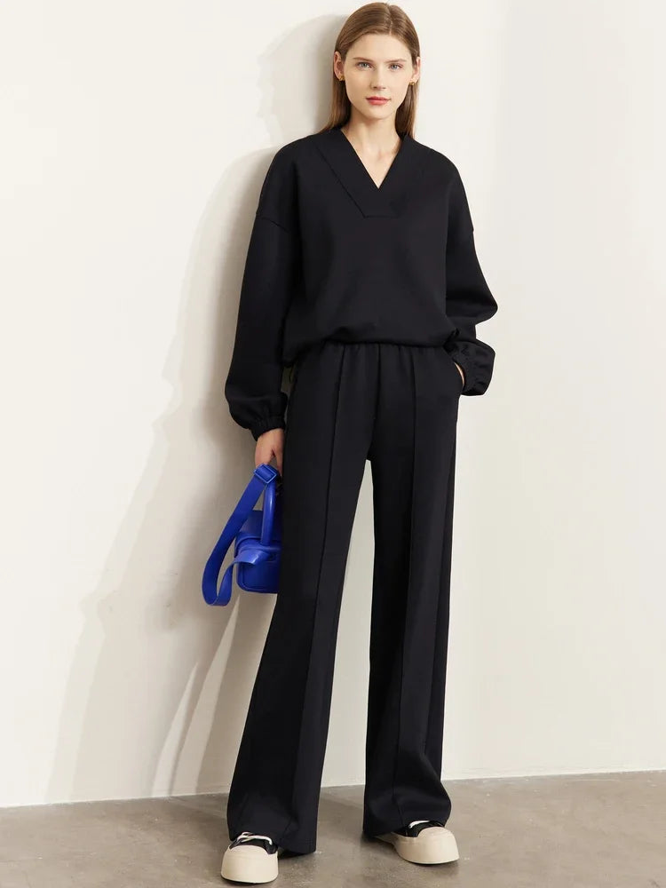 Women’s Loose Sweatshirt & Straight Leg Pants – Spring Casual Set