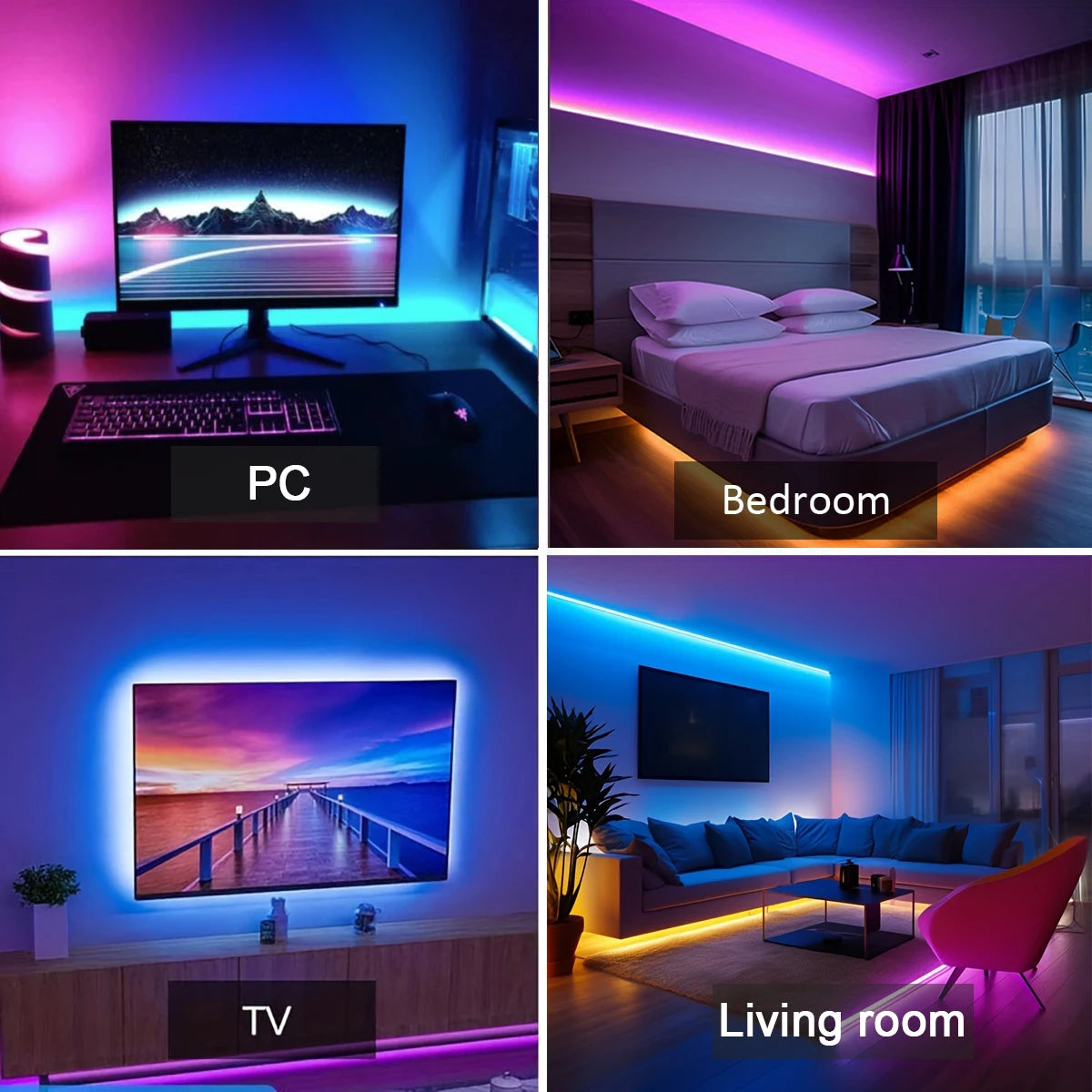 RGB LED Strip Lights – Flexible Room Decor with App & Remote Control