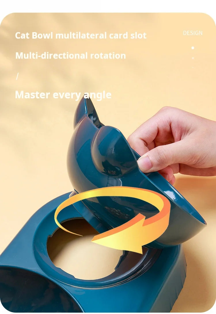 3-in-1 Cat Bowl Set with Tilted Design & Gravity Water Feeder