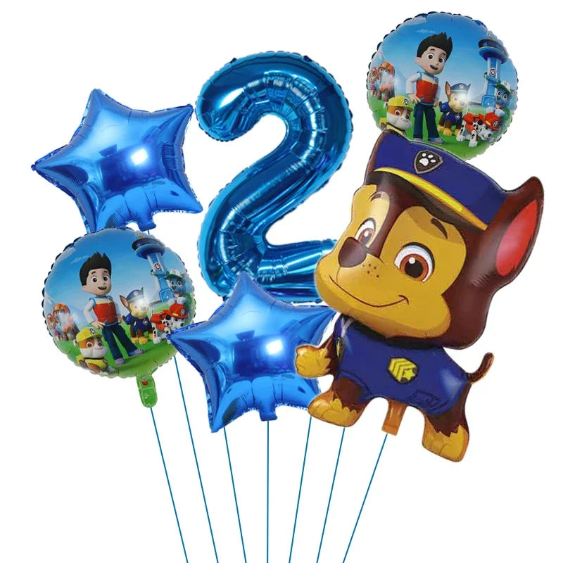 6pcs Paw Patrol Foil Balloons – Kids Birthday Party Decorations