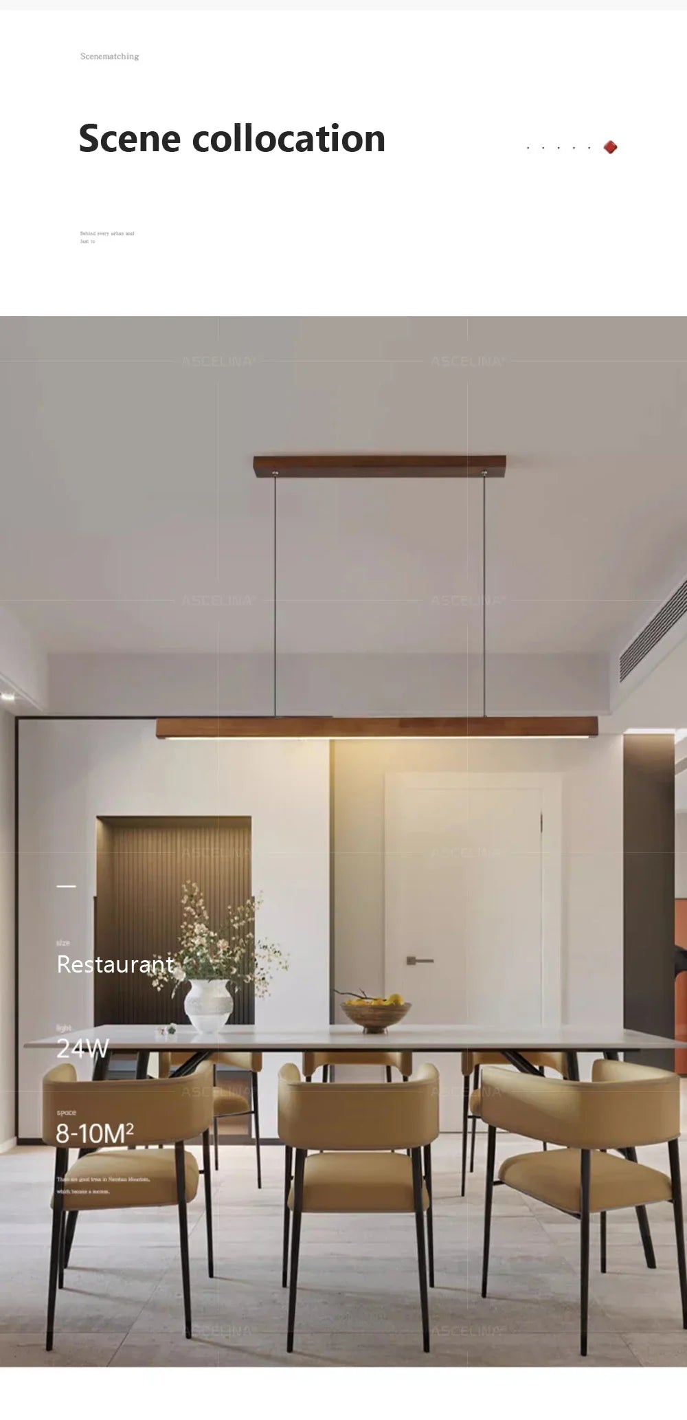 Nordic Wood LED Pendant Light – Long Strip Dining Table Fixture