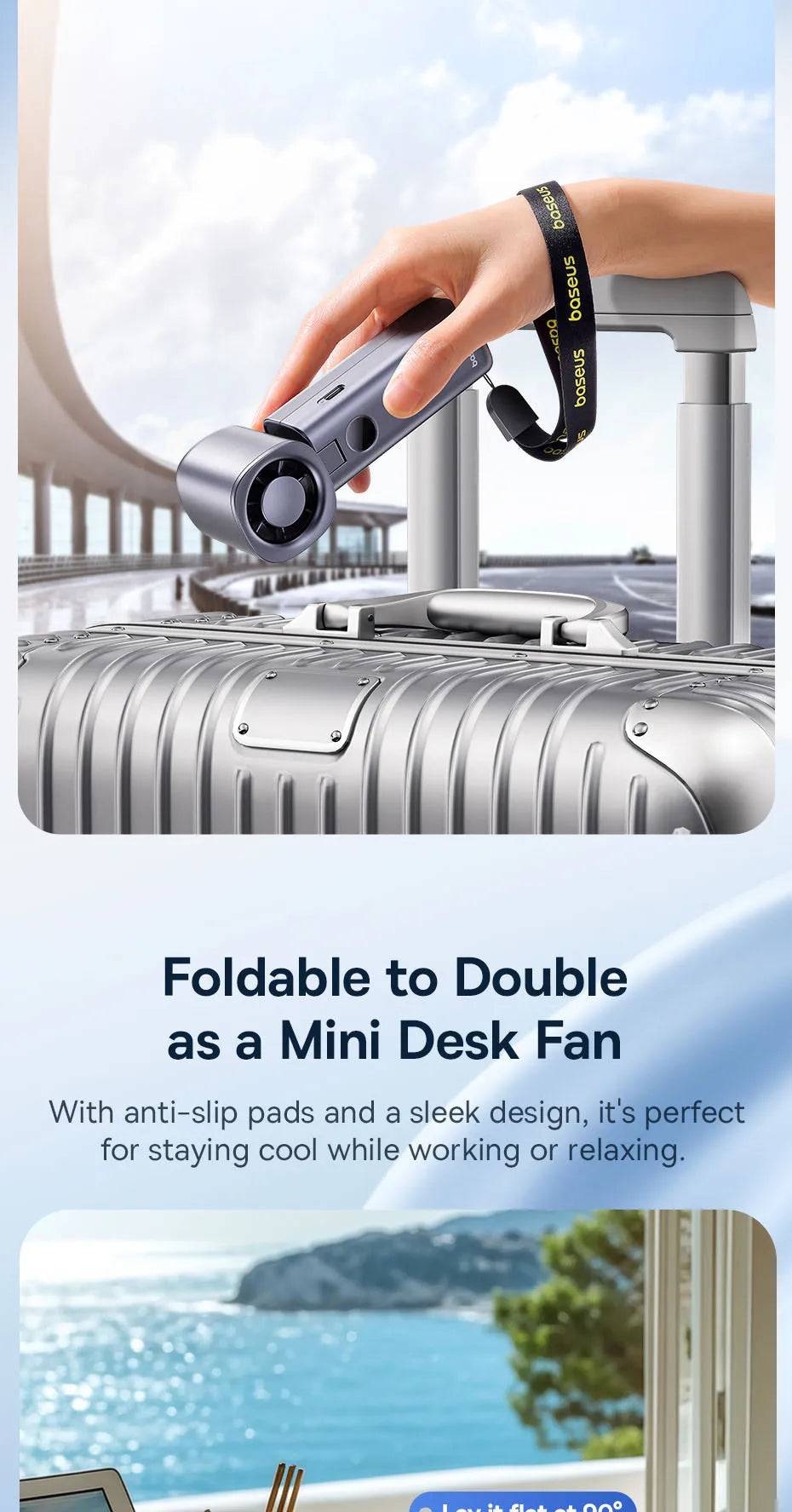 Portable Foldable Mini Fan – 5-Speed Handheld Rechargeable Fan
