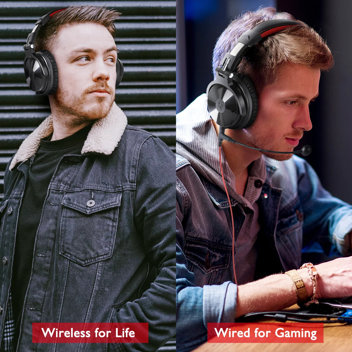 2-in-1 Bluetooth 5.2 Headphones – Wireless & Wired with Mic