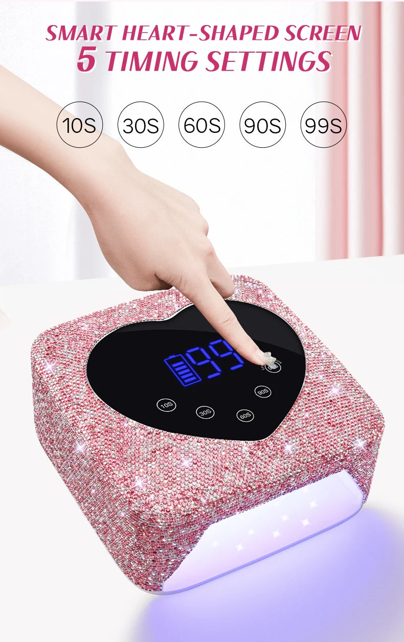 72W Cordless UV Nail Lamp – Rechargeable Dryer with 5 Timers