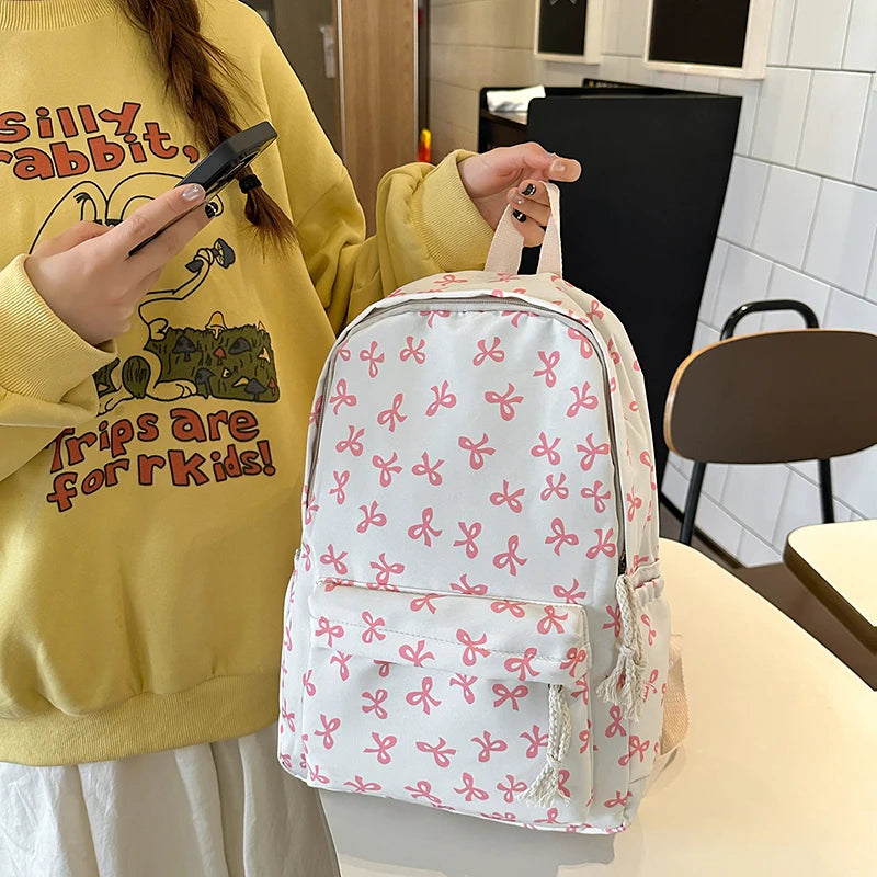 Waterproof Nylon Backpack for Women – Simple Solid Color Travel Bag