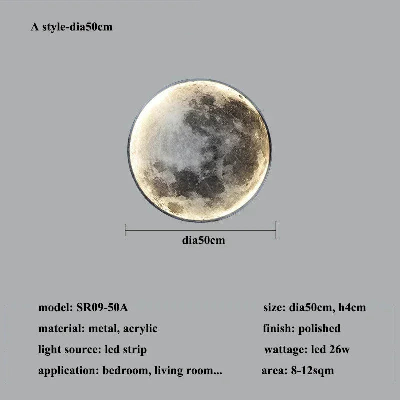 Modern 3D Moon LED Wall Lamp – Bedroom & Living Room Light