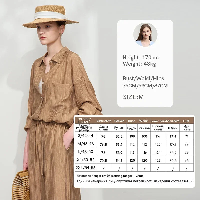 Women’s Casual Shirt & Wide Leg Pants – Spring Basic Separate Set