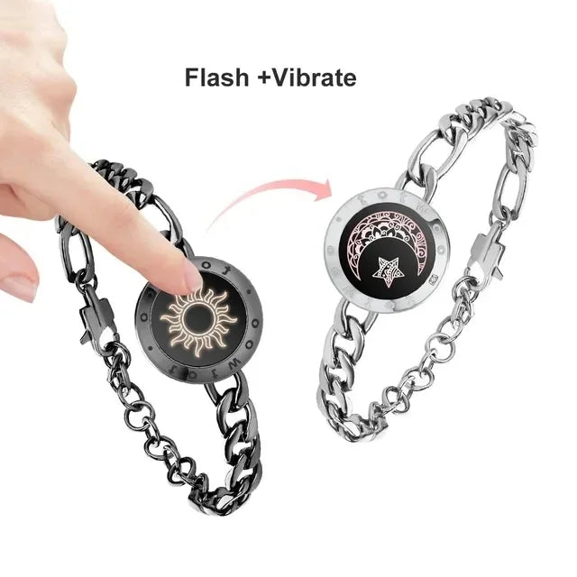 Long Distance Touch Bracelets – Sun & Moon Light-Up Couples Gift