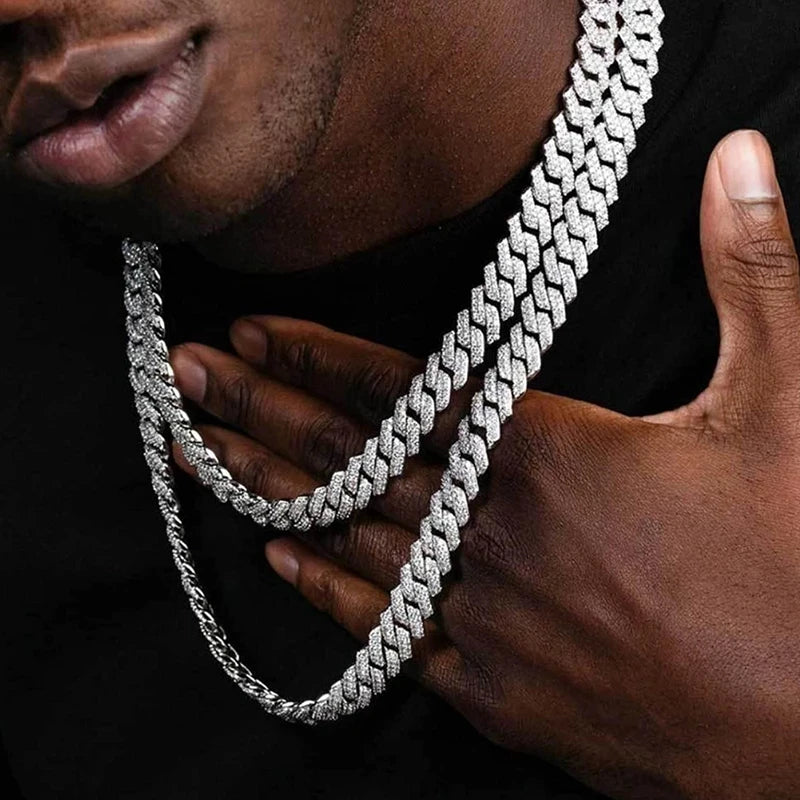 Hip Hop Iced Out Cuban Link Chain Necklace – Gold & Silver Men’s Gift