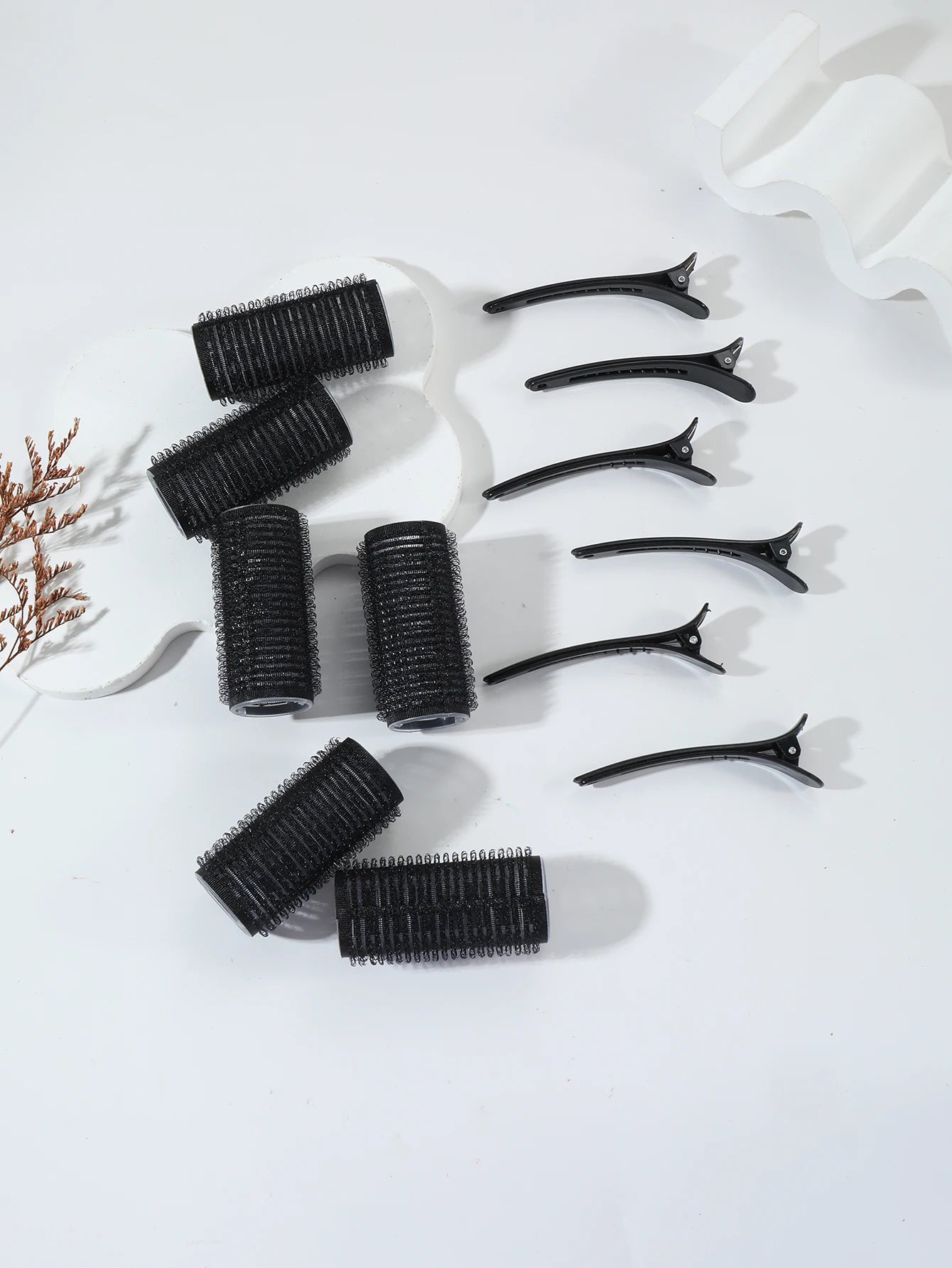 12pcs Self-Adhesive Hair Curlers & Bangs Clips for Styling Wigs