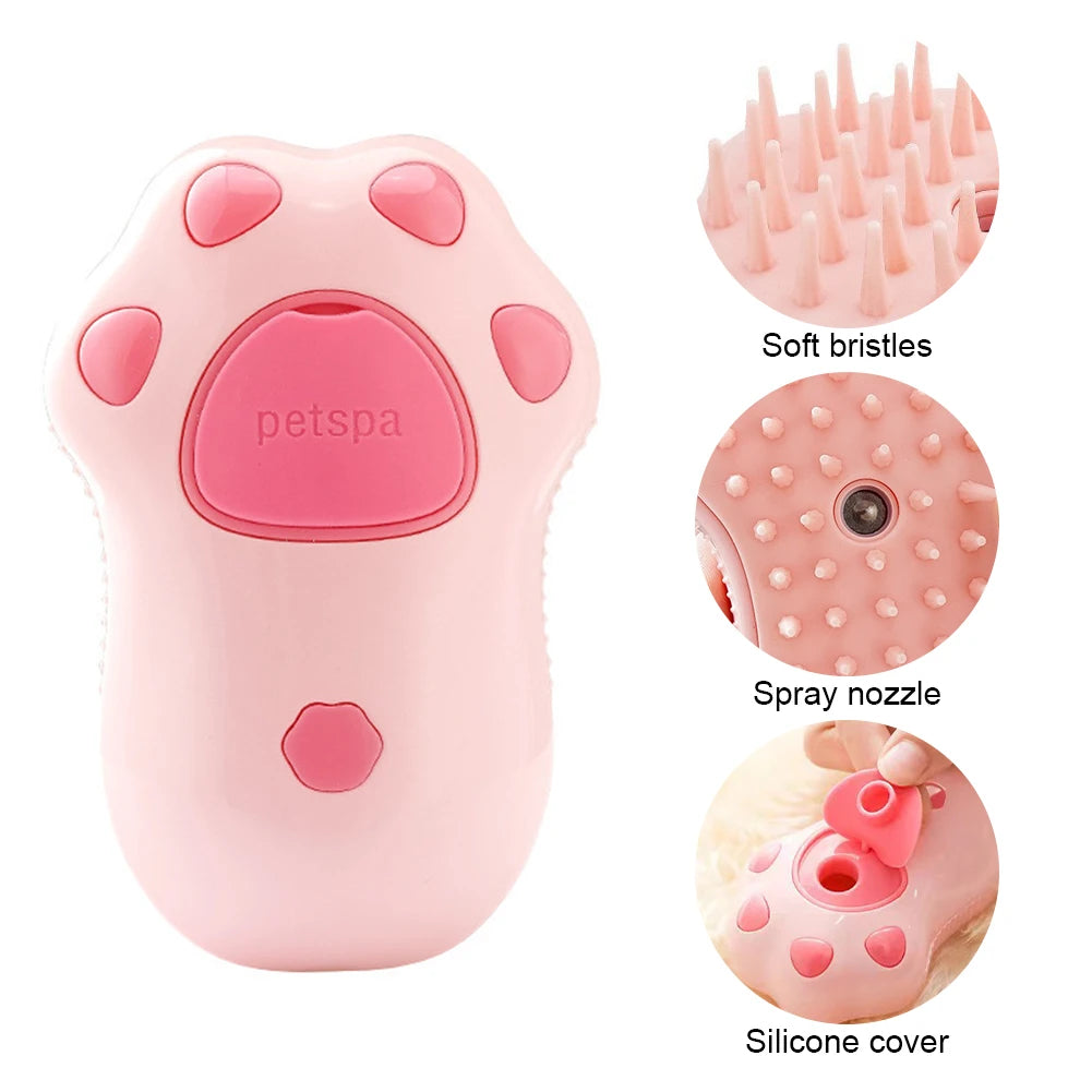 Pet Steam Brush with Massage & Water Spray – Grooming for Cats & Dogs