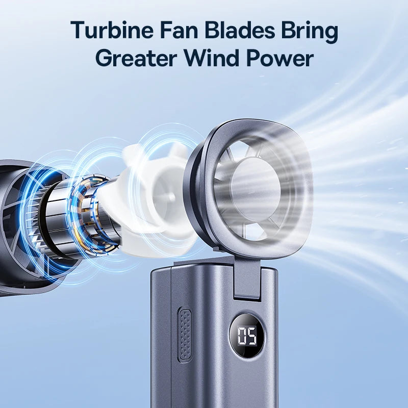 Portable Foldable Mini Fan – 5-Speed Handheld Rechargeable Fan
