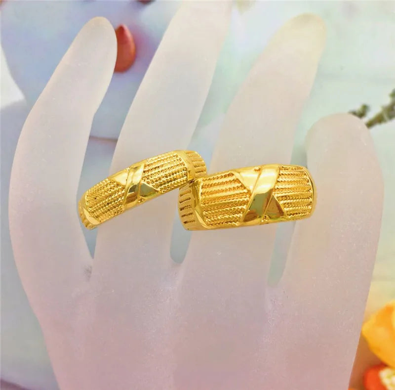 Gold Color Opening Rings for Couples – Dragon & Phoenix Design