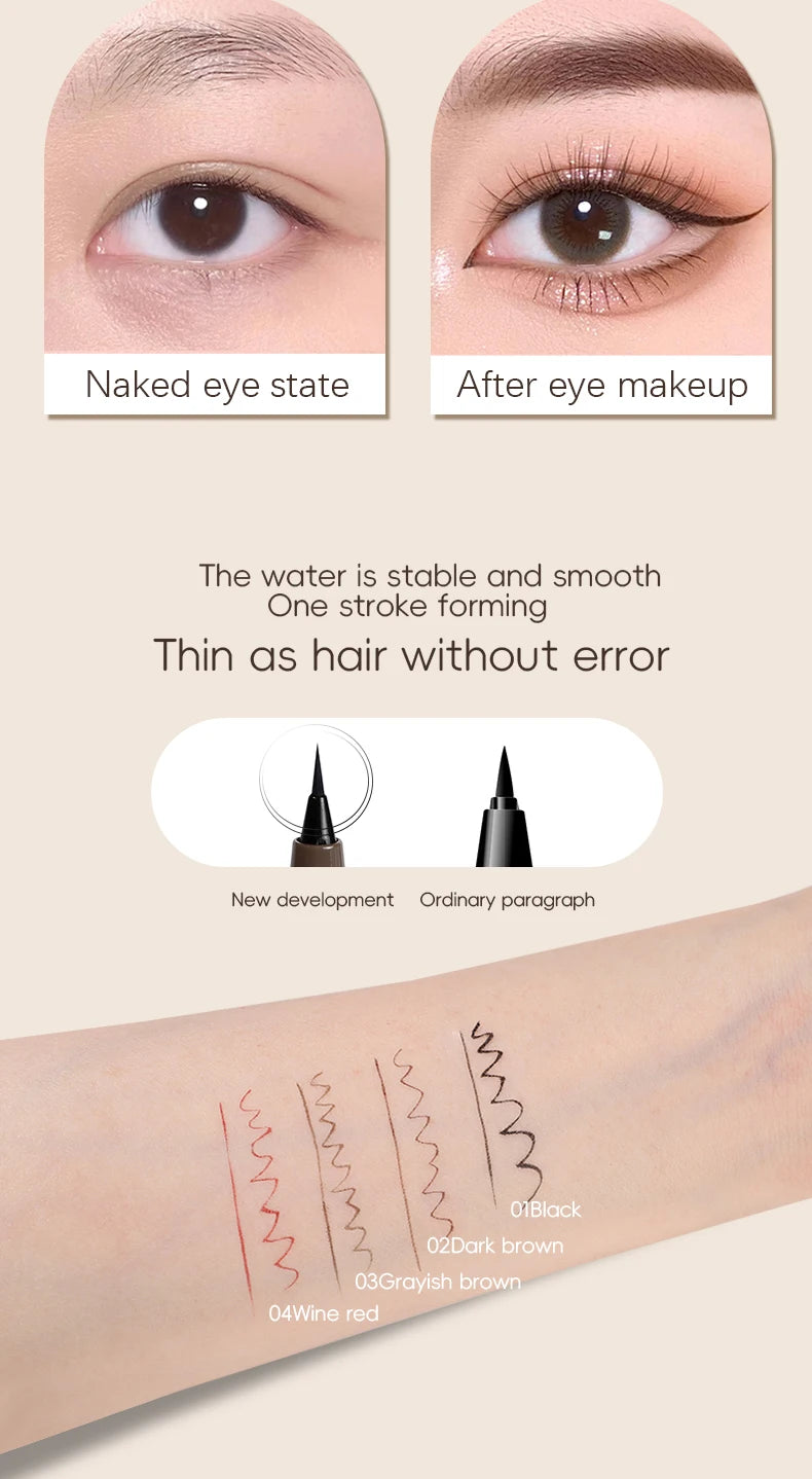 Waterproof Fine Tip Eyeliner Pen–Quick-Dry, Smudge-Proof for Beginners