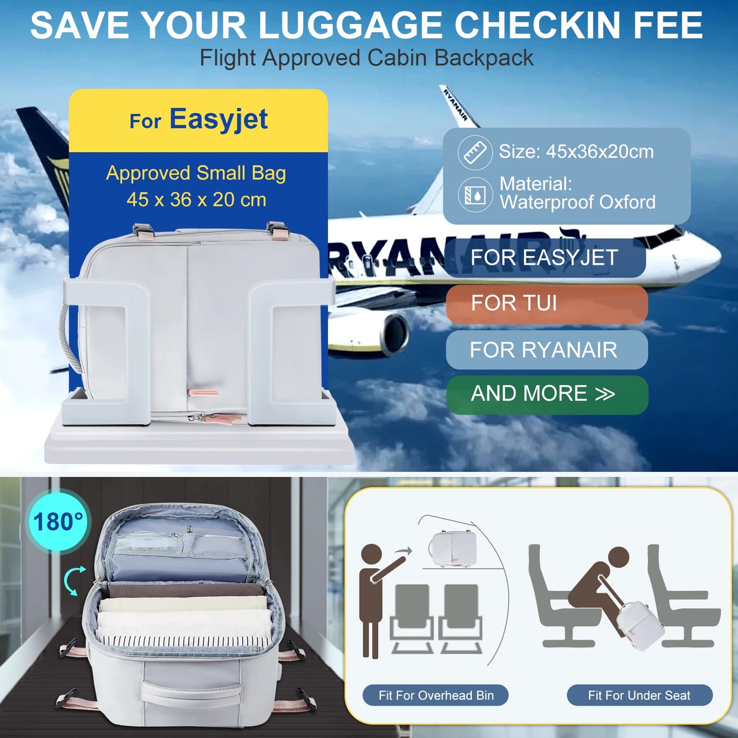 Likros Cabin Backpack for Ryanair & EasyJet – Airline-Approved Hand Luggage Bag