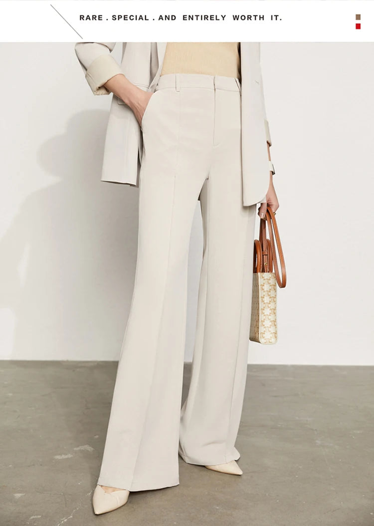 Women’s Wide Leg Chiffon Pants – High Waist Loose Office Trousers