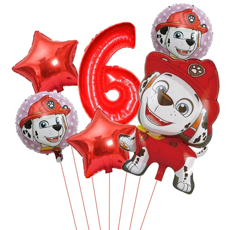 6pcs Paw Patrol Foil Balloons – Kids Birthday Party Decorations