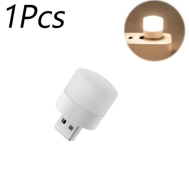 Mini USB LED Night Light – Warm White Book Reading Lamp 1/10pcs