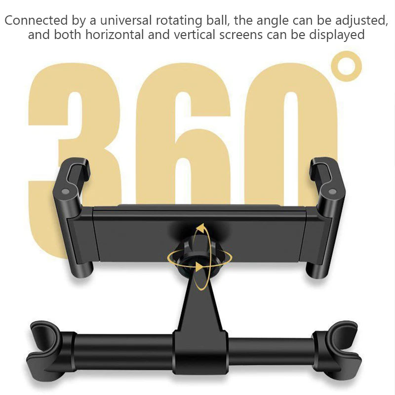 Adjustable Car Headrest Tablet & Phone Holder | 360° Rotation Mount
