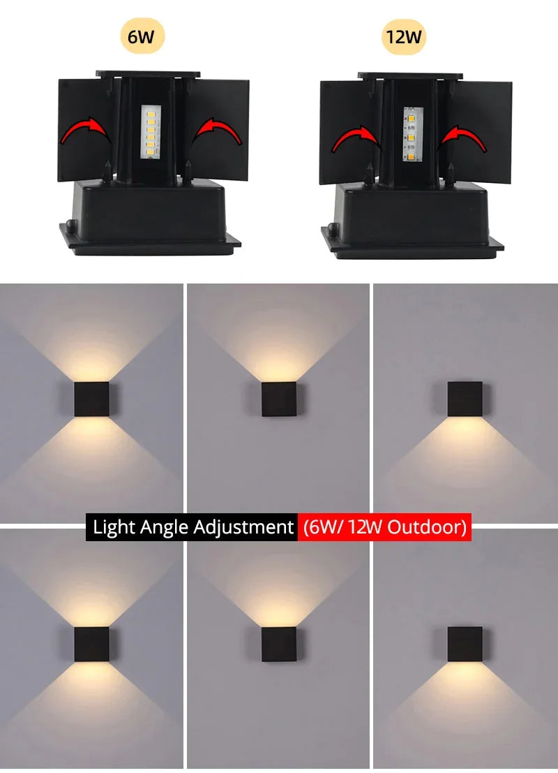 Waterproof Aluminum LED Wall Lamp – 12W/24W Indoor Outdoor Light