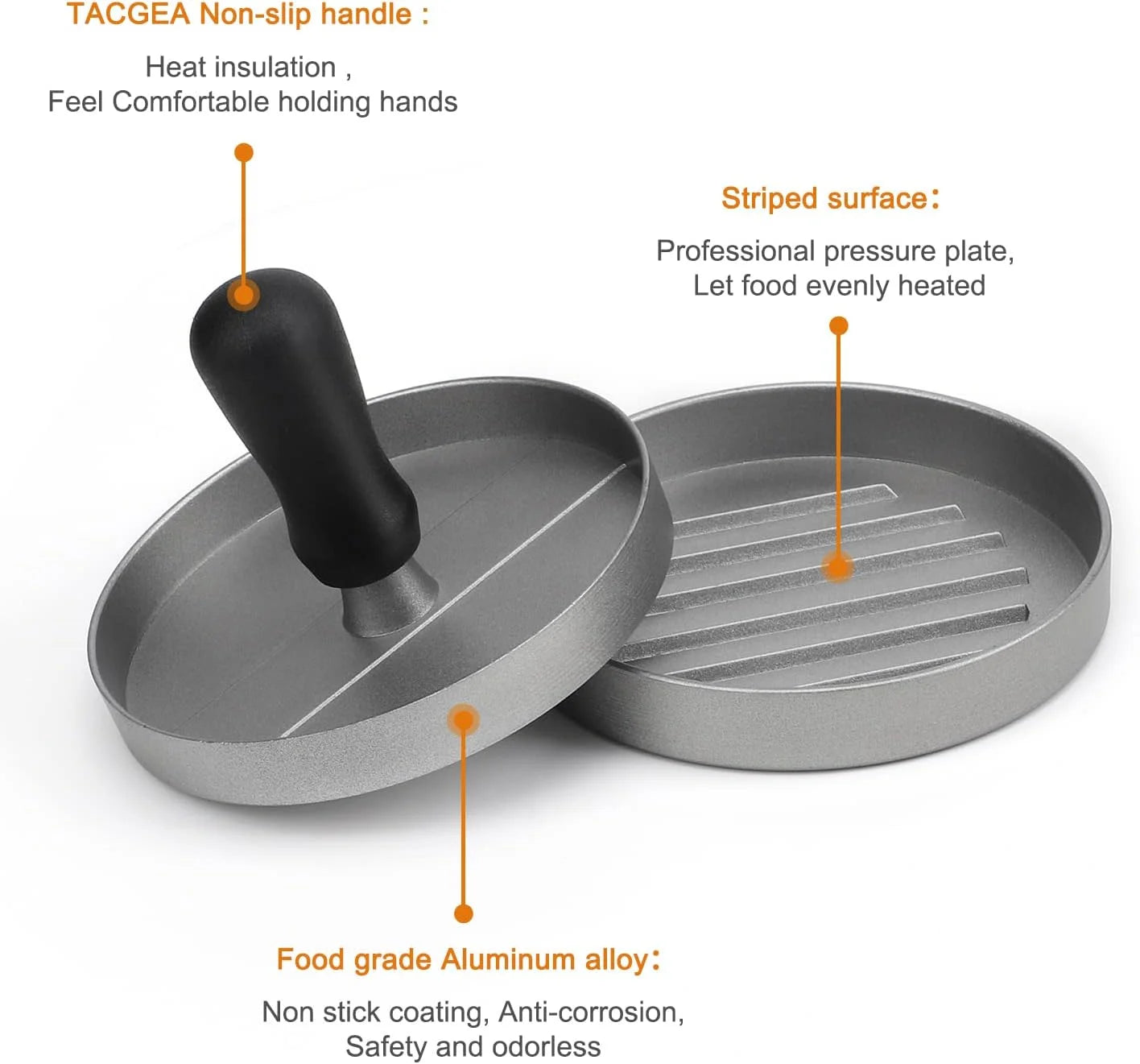 Non-Stick Burger Press with Wax Paper – Aluminum Patty Maker