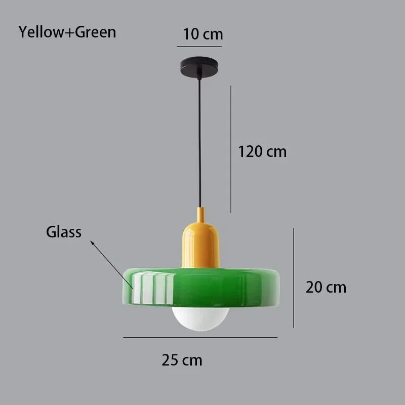 Nordic Retro Glass Pendant Lamp – E27 LED Indoor Chandelier