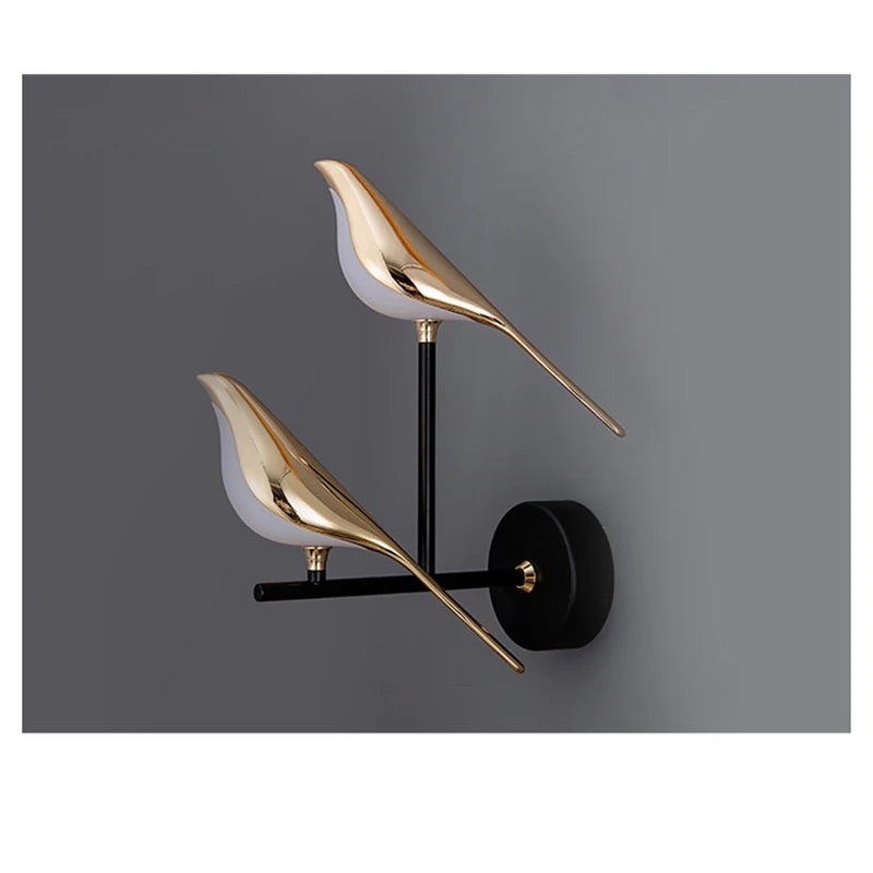 Magpie Bird LED Wall Lamp – 360° Rotating Bedside Light