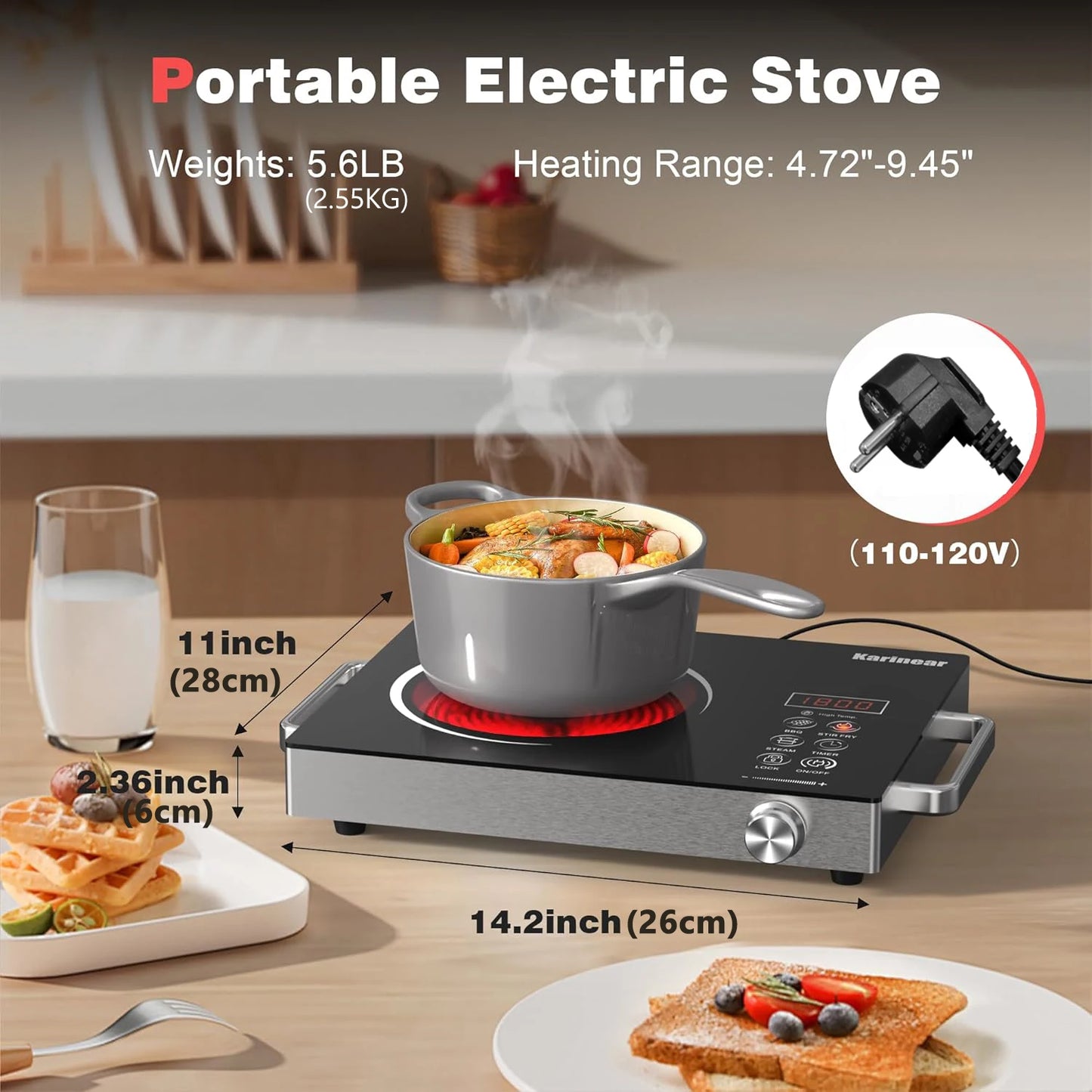 Karinear 1 Zone Ceramic Hob - Portable