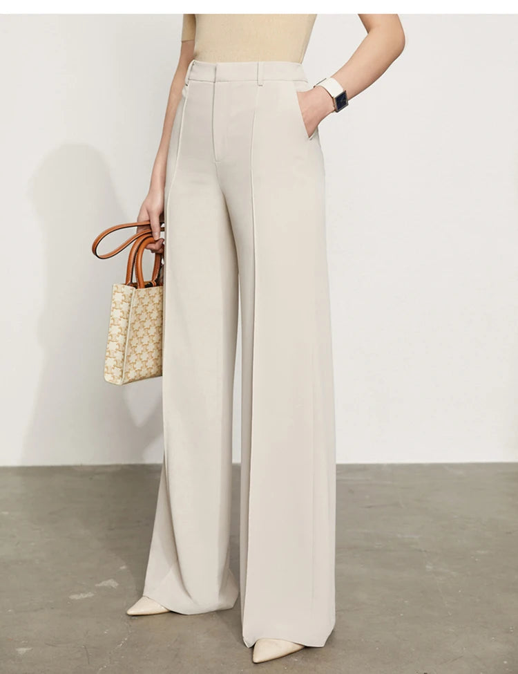 Women’s Wide Leg Chiffon Pants – High Waist Loose Office Trousers