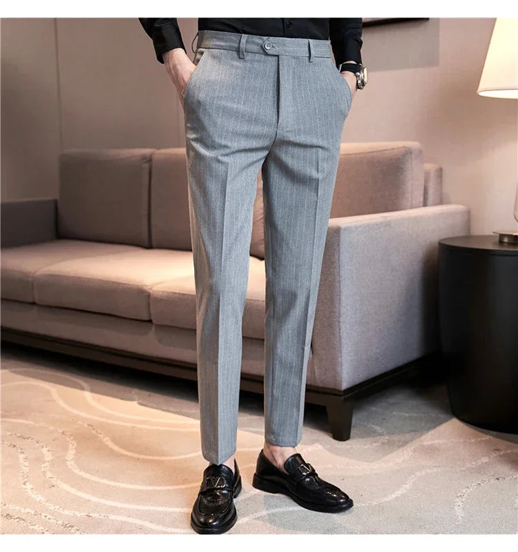 Cartmela Men’s Black Striped Suit Pants