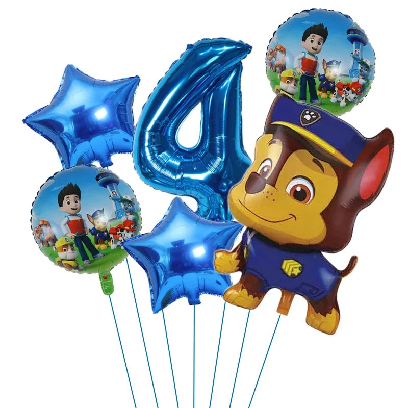 6pcs Paw Patrol Foil Balloons – Kids Birthday Party Decorations