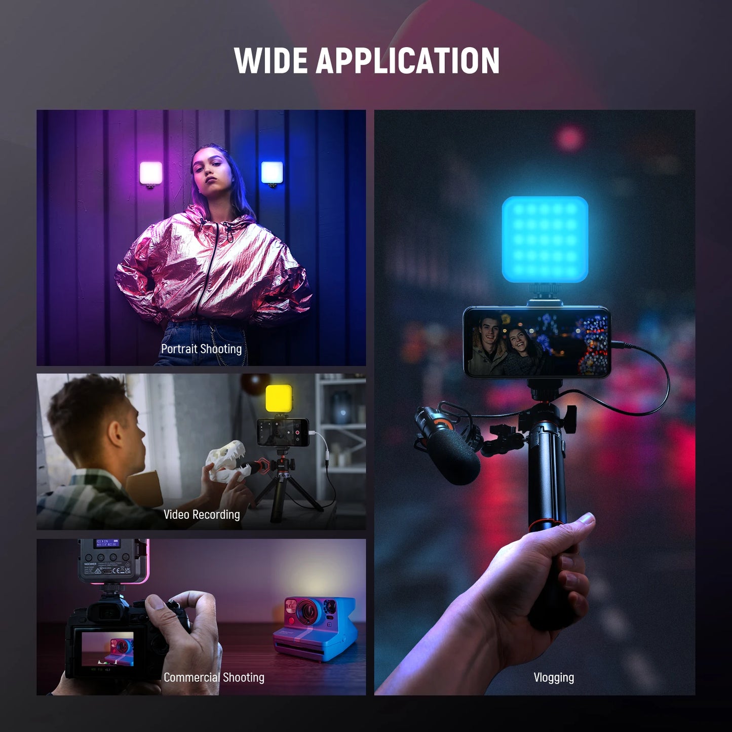 NEEWER RGB Magnetic RGB Video Light with APP Control – 360° LED Fill Light for Photography & Vlogging