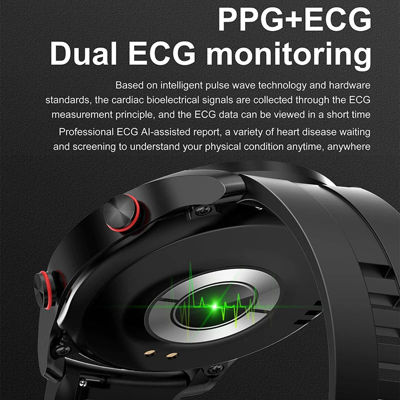ساعة ذكية مزودة بتقنية بلوتوث ECG+PPG مع مراقبة المكالمات والصحة