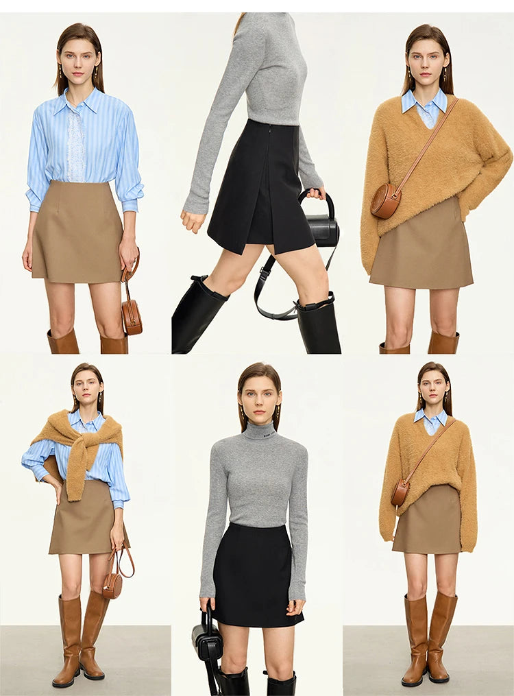 Women’s High Waist A-Line Shorts Skirt – Casual Autumn Fashion