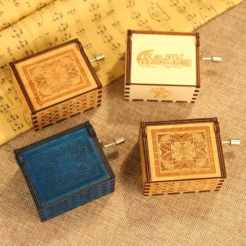 Wooden Hand Crank Music Box