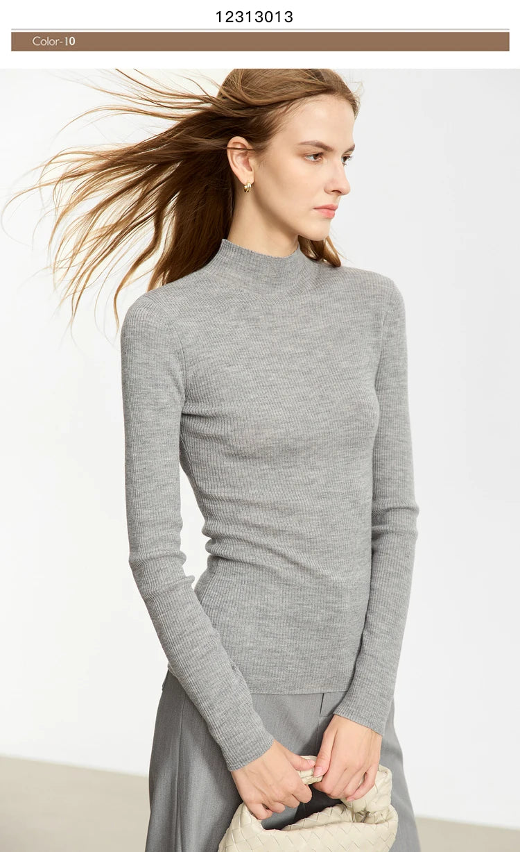 Women’s Slim Fit Turtleneck Sweater – Warm High Elastic Pullover