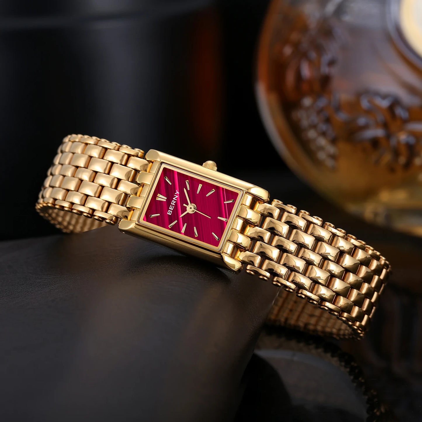 Gold Square Women’s Quartz Wristwatch | Luxury Fashion Watch