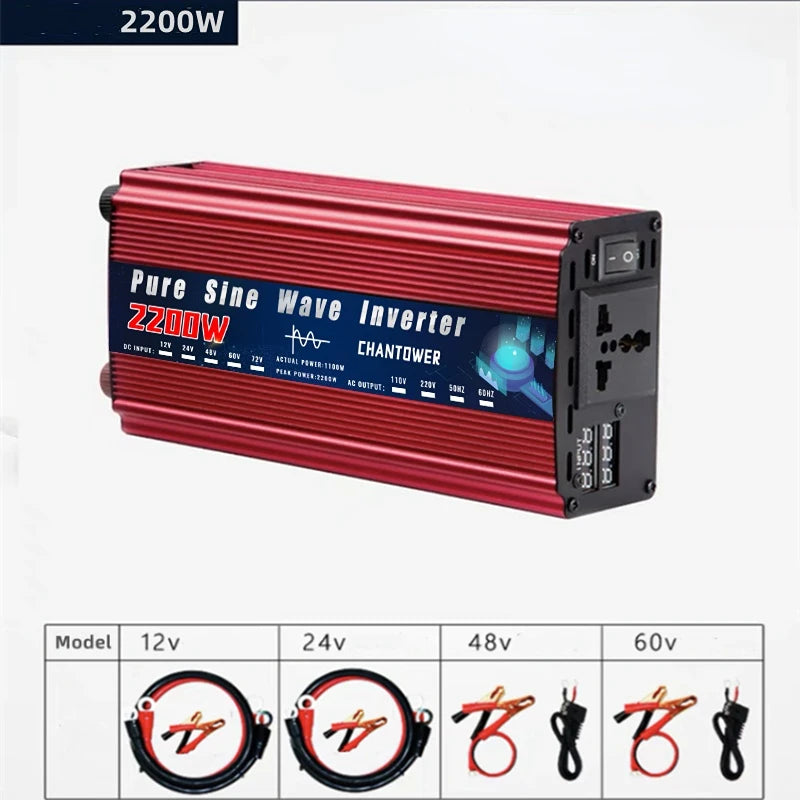 Pure Sine Wave Inverter DC to AC – 12V/24V to 110V/220V 2000–5000W