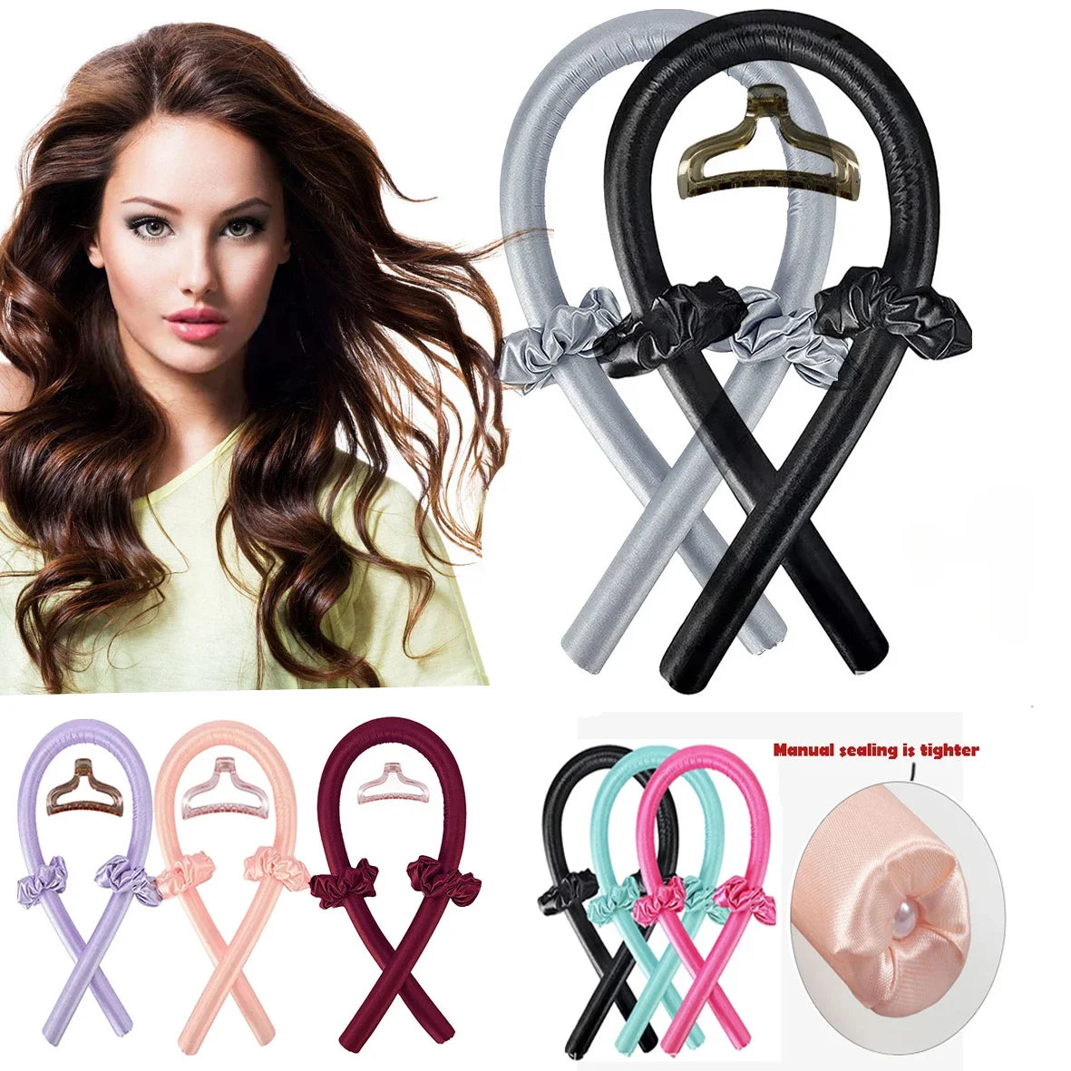 Silk Heatless Curling Rod – No-Heat Ribbon Hair Roller Headband