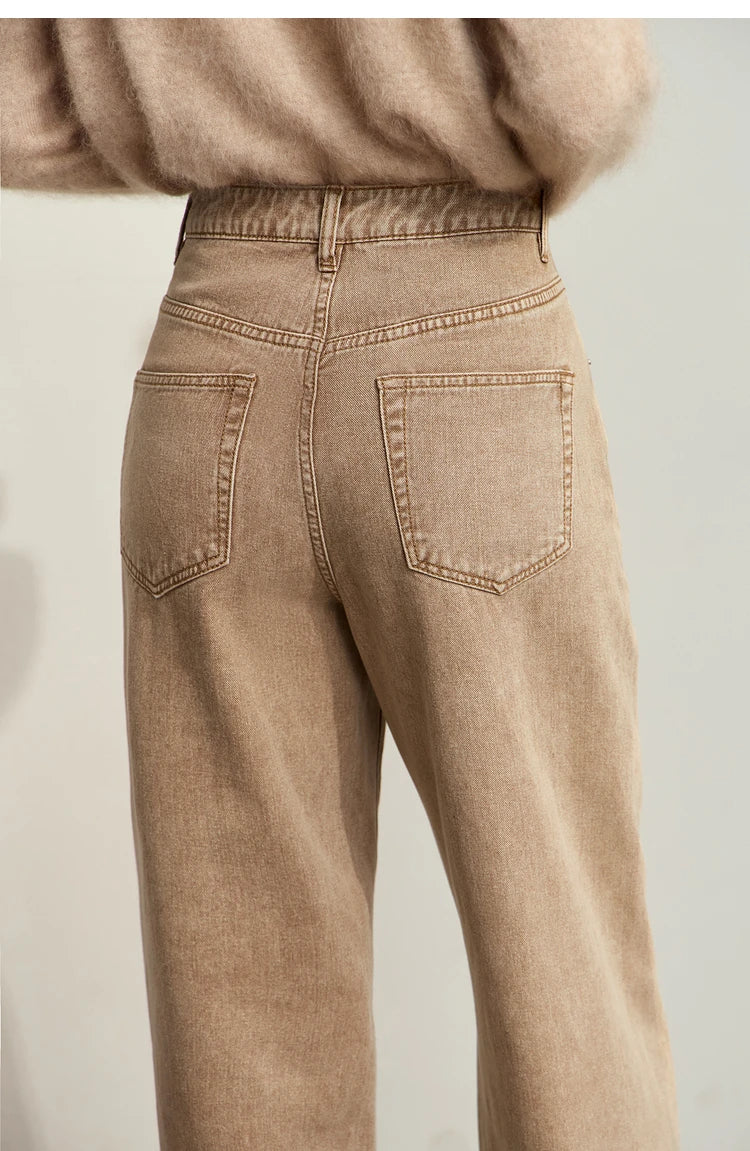 Women’s Retro Wide-Leg Jeans – Loose Straight Cotton Denim Pants