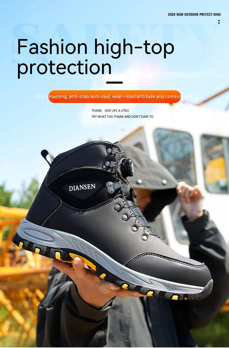 Rotating Button Safety Shoes for Men