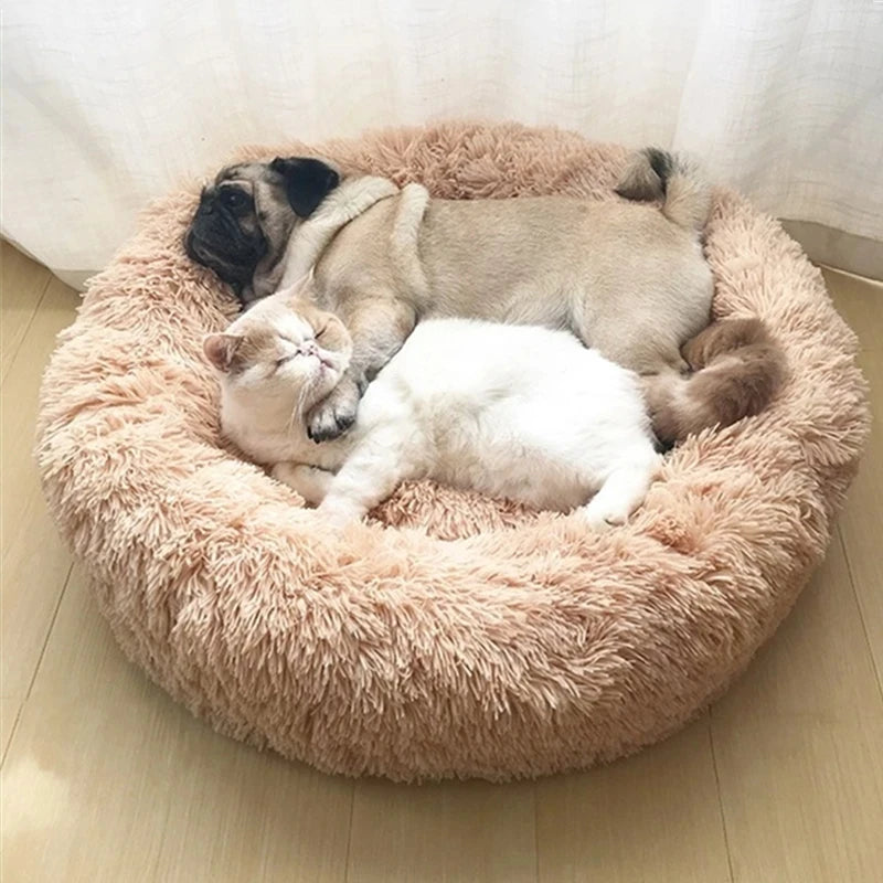 Round Plush Pet Bed – Soft Sleeping Cushion for Cats & Dogs